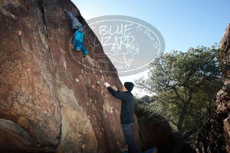 Bouldering in Hueco Tanks on 01/01/2019 with Blue Lizard Climbing and Yoga
Filename: SRM_20190101_1219140.jpg
Aperture: f/7.1
Shutter Speed: 1/250
Body: Canon EOS-1D Mark II
Lens: Canon EF 16-35mm f/2.8 L