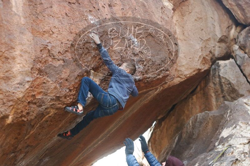 Bouldering in Hueco Tanks on 01/02/2019 with Blue Lizard Climbing and Yoga
Filename: SRM_20190102_1235000.jpg
Aperture: f/3.2
Shutter Speed: 1/320
Body: Canon EOS-1D Mark II
Lens: Canon EF 50mm f/1.8 II