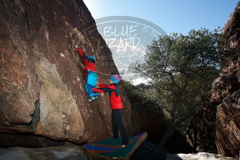 Bouldering in Hueco Tanks on 01/01/2019 with Blue Lizard Climbing and Yoga
Filename: SRM_20190101_1220440.jpg
Aperture: f/7.1
Shutter Speed: 1/250
Body: Canon EOS-1D Mark II
Lens: Canon EF 16-35mm f/2.8 L