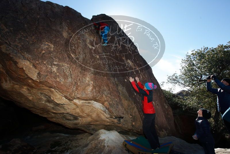 Bouldering in Hueco Tanks on 01/01/2019 with Blue Lizard Climbing and Yoga

Filename: SRM_20190101_1228450.jpg
Aperture: f/7.1
Shutter Speed: 1/250
Body: Canon EOS-1D Mark II
Lens: Canon EF 16-35mm f/2.8 L