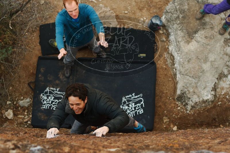 Bouldering in Hueco Tanks on 01/05/2019 with Blue Lizard Climbing and Yoga
Filename: SRM_20190105_1519320.jpg
Aperture: f/3.5
Shutter Speed: 1/250
Body: Canon EOS-1D Mark II
Lens: Canon EF 50mm f/1.8 II