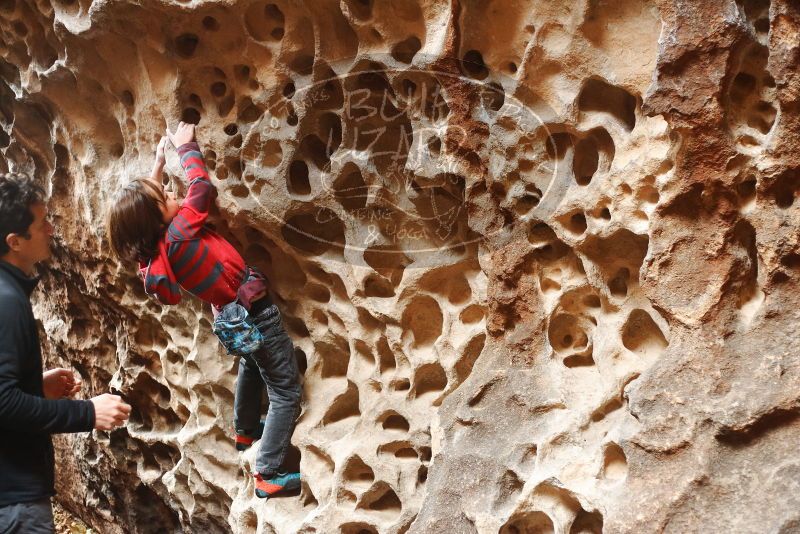 Bouldering in Hueco Tanks on 01/06/2019 with Blue Lizard Climbing and Yoga
Filename: SRM_20190106_1153370.jpg
Aperture: f/2.5
Shutter Speed: 1/100
Body: Canon EOS-1D Mark II
Lens: Canon EF 50mm f/1.8 II