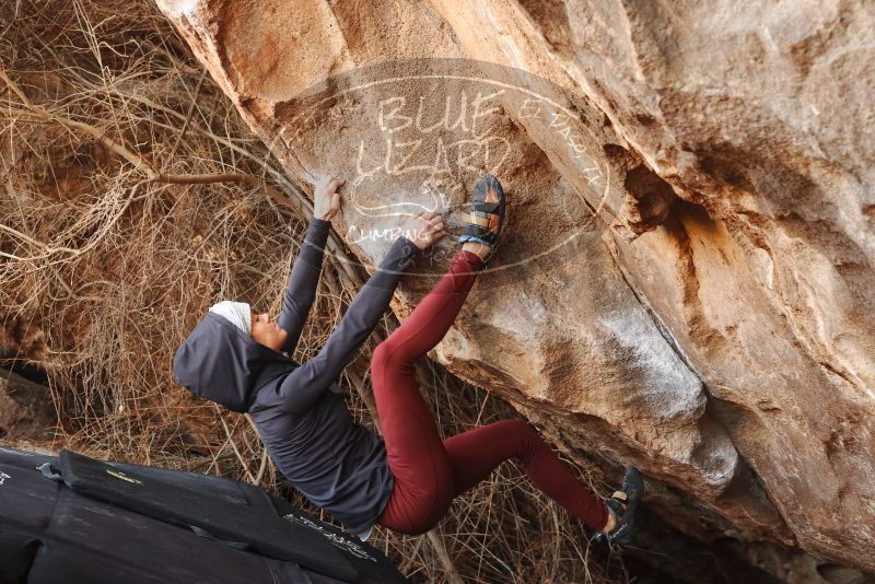 Bouldering in Hueco Tanks on 01/12/2019 with Blue Lizard Climbing and Yoga
Filename: SRM_20190112_1311000.jpg
Aperture: f/6.3
Shutter Speed: 1/100
Body: Canon EOS-1D Mark II
Lens: Canon EF 50mm f/1.8 II