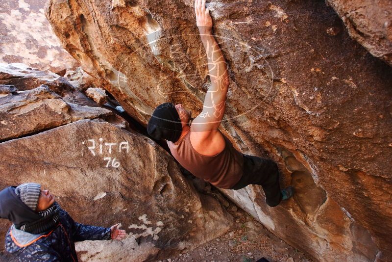 Bouldering in Hueco Tanks on 01/13/2019 with Blue Lizard Climbing and Yoga
Filename: SRM_20190113_1212390.jpg
Aperture: f/4.0
Shutter Speed: 1/320
Body: Canon EOS-1D Mark II
Lens: Canon EF 16-35mm f/2.8 L