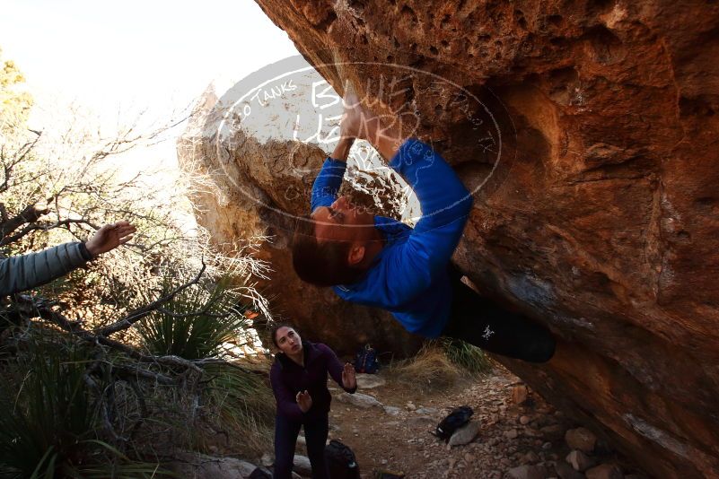 Bouldering in Hueco Tanks on 01/14/2019 with Blue Lizard Climbing and Yoga

Filename: SRM_20190114_1145350.jpg
Aperture: f/8.0
Shutter Speed: 1/250
Body: Canon EOS-1D Mark II
Lens: Canon EF 16-35mm f/2.8 L