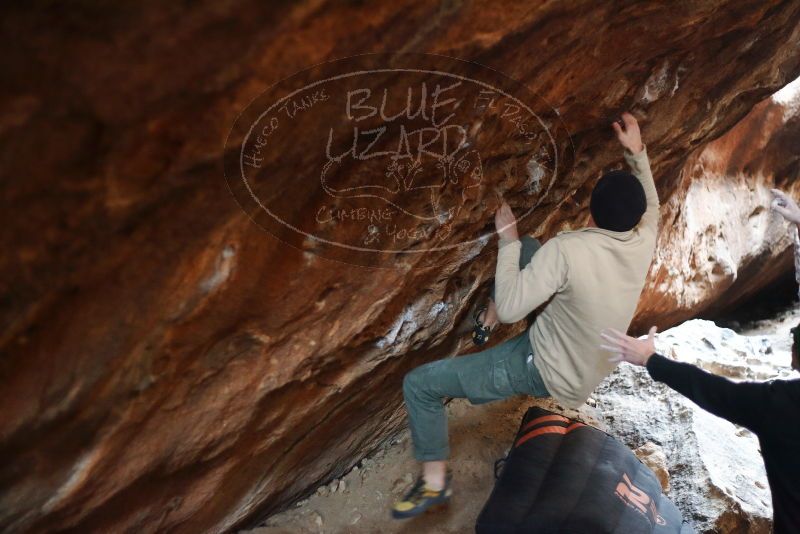 Bouldering in Hueco Tanks on 01/18/2019 with Blue Lizard Climbing and Yoga
Filename: SRM_20190118_1609540.jpg
Aperture: f/2.0
Shutter Speed: 1/100
Body: Canon EOS-1D Mark II
Lens: Canon EF 50mm f/1.8 II