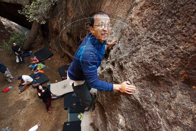 Bouldering in Hueco Tanks on 01/18/2019 with Blue Lizard Climbing and Yoga

Filename: SRM_20190118_1227120.jpg
Aperture: f/8.0
Shutter Speed: 1/125
Body: Canon EOS-1D Mark II
Lens: Canon EF 16-35mm f/2.8 L