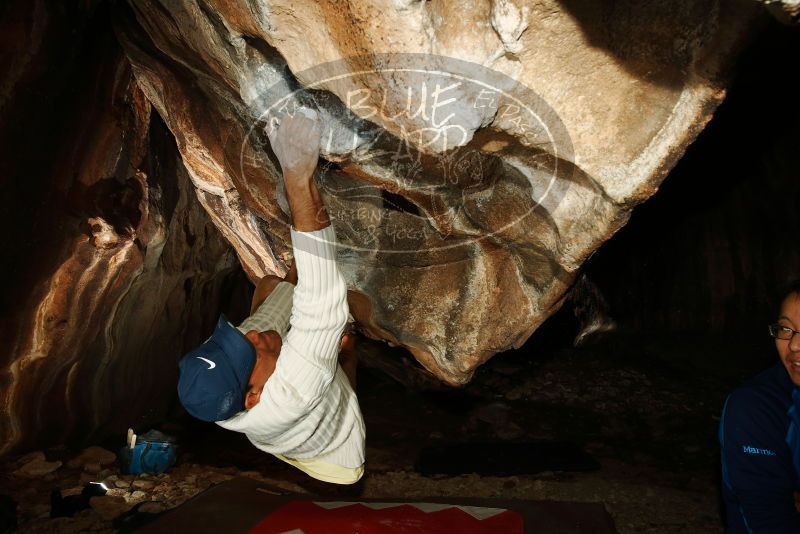 Bouldering in Hueco Tanks on 01/18/2019 with Blue Lizard Climbing and Yoga
Filename: SRM_20190118_1502260.jpg
Aperture: f/8.0
Shutter Speed: 1/250
Body: Canon EOS-1D Mark II
Lens: Canon EF 16-35mm f/2.8 L