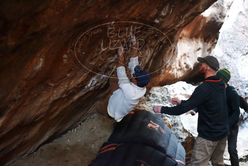 Bouldering in Hueco Tanks on 01/18/2019 with Blue Lizard Climbing and Yoga
Filename: SRM_20190118_1602090.jpg
Aperture: f/2.0
Shutter Speed: 1/125
Body: Canon EOS-1D Mark II
Lens: Canon EF 50mm f/1.8 II