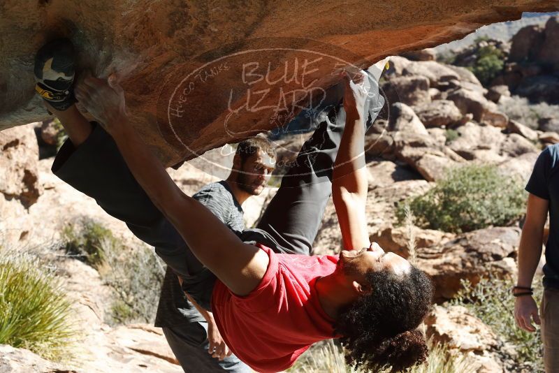 Bouldering in Hueco Tanks on 01/19/2019 with Blue Lizard Climbing and Yoga
Filename: SRM_20190119_1302560.jpg
Aperture: f/7.1
Shutter Speed: 1/640
Body: Canon EOS-1D Mark II
Lens: Canon EF 50mm f/1.8 II