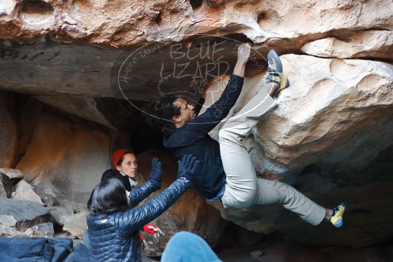 Bouldering in Hueco Tanks on 01/20/2019 with Blue Lizard Climbing and Yoga
Filename: SRM_20190120_1220520.jpg
Aperture: f/2.5
Shutter Speed: 1/250
Body: Canon EOS-1D Mark II
Lens: Canon EF 50mm f/1.8 II