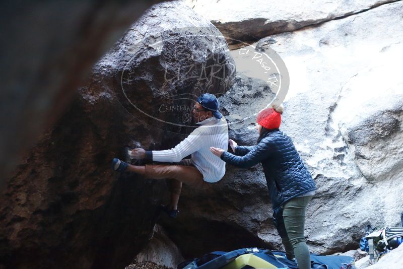 Bouldering in Hueco Tanks on 01/20/2019 with Blue Lizard Climbing and Yoga
Filename: SRM_20190120_1319301.jpg
Aperture: f/3.2
Shutter Speed: 1/200
Body: Canon EOS-1D Mark II
Lens: Canon EF 50mm f/1.8 II