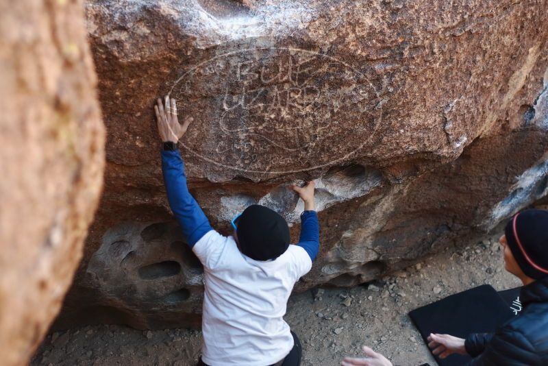 Bouldering in Hueco Tanks on 01/26/2019 with Blue Lizard Climbing and Yoga

Filename: SRM_20190126_1024460.jpg
Aperture: f/3.2
Shutter Speed: 1/250
Body: Canon EOS-1D Mark II
Lens: Canon EF 50mm f/1.8 II