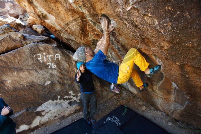 Bouldering in Hueco Tanks on 01/26/2019 with Blue Lizard Climbing and Yoga
Filename: SRM_20190126_1243440.jpg
Aperture: f/4.5
Shutter Speed: 1/250
Body: Canon EOS-1D Mark II
Lens: Canon EF 16-35mm f/2.8 L