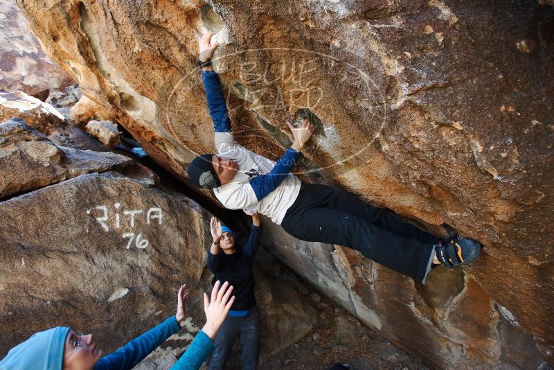 Bouldering in Hueco Tanks on 01/26/2019 with Blue Lizard Climbing and Yoga
Filename: SRM_20190126_1245231.jpg
Aperture: f/4.5
Shutter Speed: 1/250
Body: Canon EOS-1D Mark II
Lens: Canon EF 16-35mm f/2.8 L