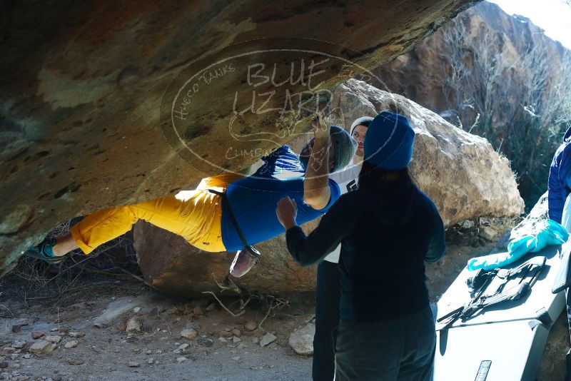 Bouldering in Hueco Tanks on 01/26/2019 with Blue Lizard Climbing and Yoga
Filename: SRM_20190126_1311380.jpg
Aperture: f/5.0
Shutter Speed: 1/400
Body: Canon EOS-1D Mark II
Lens: Canon EF 50mm f/1.8 II