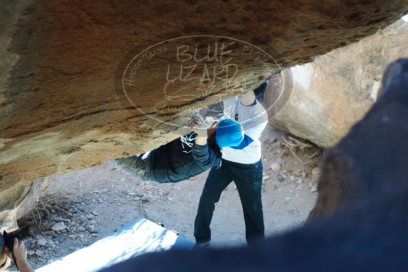 Bouldering in Hueco Tanks on 01/26/2019 with Blue Lizard Climbing and Yoga

Filename: SRM_20190126_1331240.jpg
Aperture: f/3.2
Shutter Speed: 1/250
Body: Canon EOS-1D Mark II
Lens: Canon EF 50mm f/1.8 II