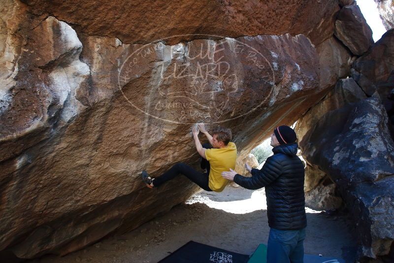 Bouldering in Hueco Tanks on 01/26/2019 with Blue Lizard Climbing and Yoga

Filename: SRM_20190126_1422000.jpg
Aperture: f/5.0
Shutter Speed: 1/250
Body: Canon EOS-1D Mark II
Lens: Canon EF 16-35mm f/2.8 L