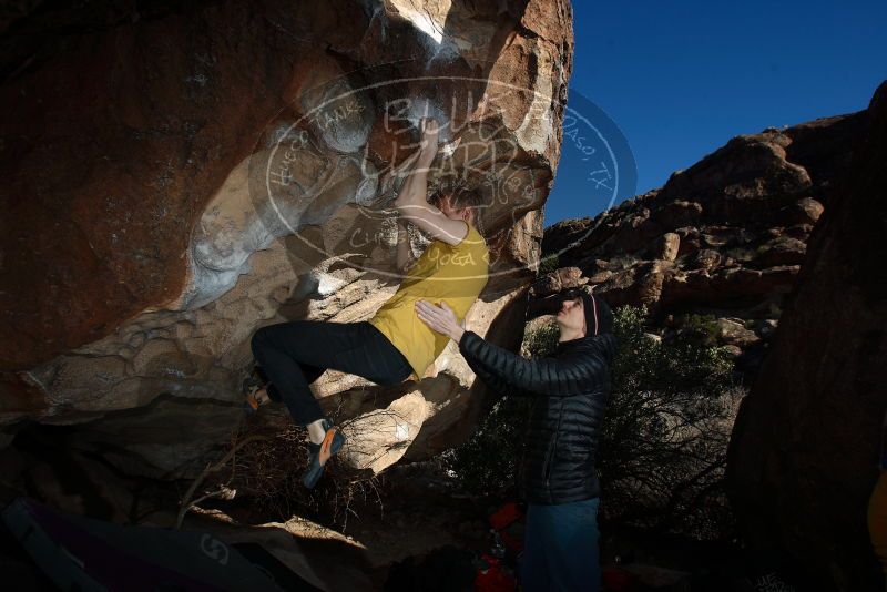 Bouldering in Hueco Tanks on 01/26/2019 with Blue Lizard Climbing and Yoga
Filename: SRM_20190126_1637250.jpg
Aperture: f/6.3
Shutter Speed: 1/250
Body: Canon EOS-1D Mark II
Lens: Canon EF 16-35mm f/2.8 L
