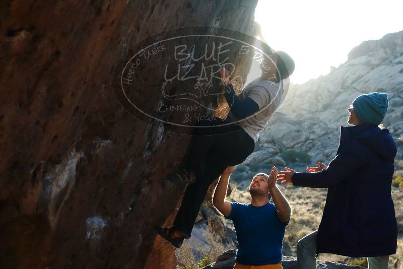 Bouldering in Hueco Tanks on 01/26/2019 with Blue Lizard Climbing and Yoga

Filename: SRM_20190126_1755430.jpg
Aperture: f/6.3
Shutter Speed: 1/250
Body: Canon EOS-1D Mark II
Lens: Canon EF 50mm f/1.8 II