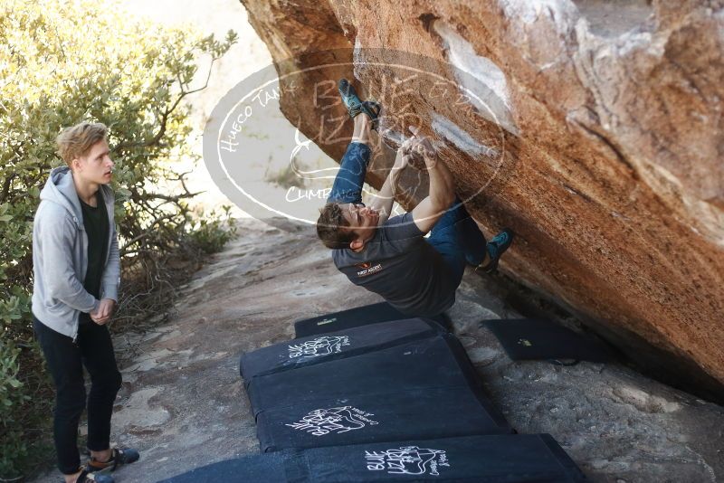 Bouldering in Hueco Tanks on 01/27/2019 with Blue Lizard Climbing and Yoga

Filename: SRM_20190127_1208500.jpg
Aperture: f/2.5
Shutter Speed: 1/640
Body: Canon EOS-1D Mark II
Lens: Canon EF 50mm f/1.8 II
