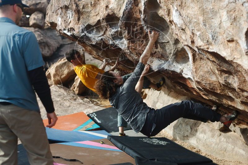 Bouldering in Hueco Tanks on 02/03/2019 with Blue Lizard Climbing and Yoga
Filename: SRM_20190203_1100390.jpg
Aperture: f/2.8
Shutter Speed: 1/2000
Body: Canon EOS-1D Mark II
Lens: Canon EF 50mm f/1.8 II