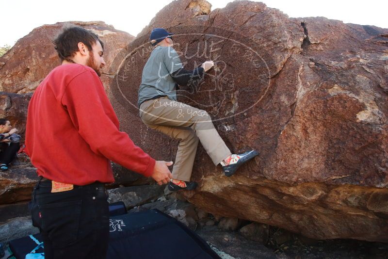 Bouldering in Hueco Tanks on 02/03/2019 with Blue Lizard Climbing and Yoga
Filename: SRM_20190203_1238180.jpg
Aperture: f/5.6
Shutter Speed: 1/320
Body: Canon EOS-1D Mark II
Lens: Canon EF 16-35mm f/2.8 L