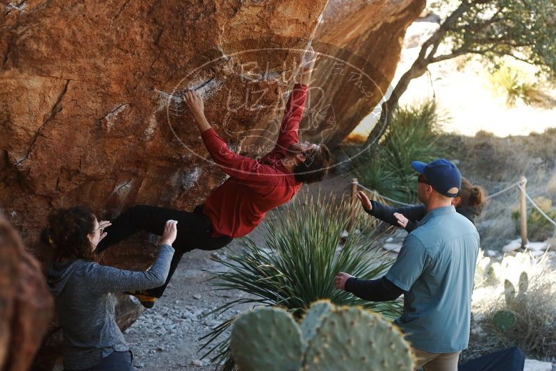 Bouldering in Hueco Tanks on 02/03/2019 with Blue Lizard Climbing and Yoga
Filename: SRM_20190203_1253250.jpg
Aperture: f/3.5
Shutter Speed: 1/250
Body: Canon EOS-1D Mark II
Lens: Canon EF 50mm f/1.8 II