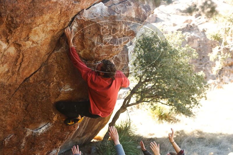Bouldering in Hueco Tanks on 02/03/2019 with Blue Lizard Climbing and Yoga
Filename: SRM_20190203_1330180.jpg
Aperture: f/4.0
Shutter Speed: 1/250
Body: Canon EOS-1D Mark II
Lens: Canon EF 50mm f/1.8 II