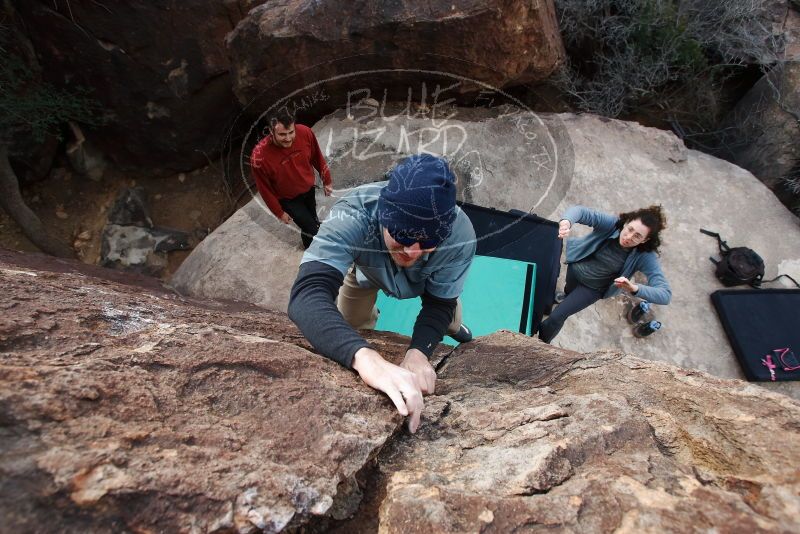 Bouldering in Hueco Tanks on 02/03/2019 with Blue Lizard Climbing and Yoga
Filename: SRM_20190203_1649500.jpg
Aperture: f/5.6
Shutter Speed: 1/200
Body: Canon EOS-1D Mark II
Lens: Canon EF 16-35mm f/2.8 L