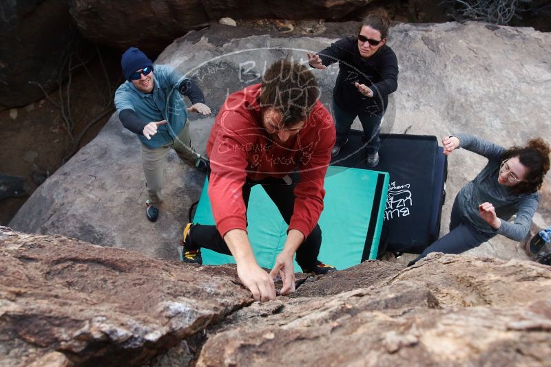 Bouldering in Hueco Tanks on 02/03/2019 with Blue Lizard Climbing and Yoga
Filename: SRM_20190203_1655110.jpg
Aperture: f/5.6
Shutter Speed: 1/250
Body: Canon EOS-1D Mark II
Lens: Canon EF 16-35mm f/2.8 L