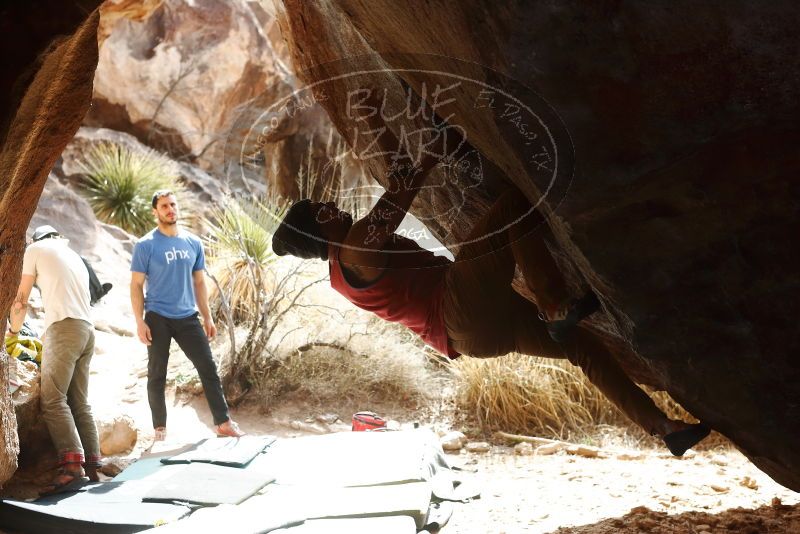 Bouldering in Hueco Tanks on 02/09/2019 with Blue Lizard Climbing and Yoga
Filename: SRM_20190209_1302530.jpg
Aperture: f/4.0
Shutter Speed: 1/400
Body: Canon EOS-1D Mark II
Lens: Canon EF 50mm f/1.8 II