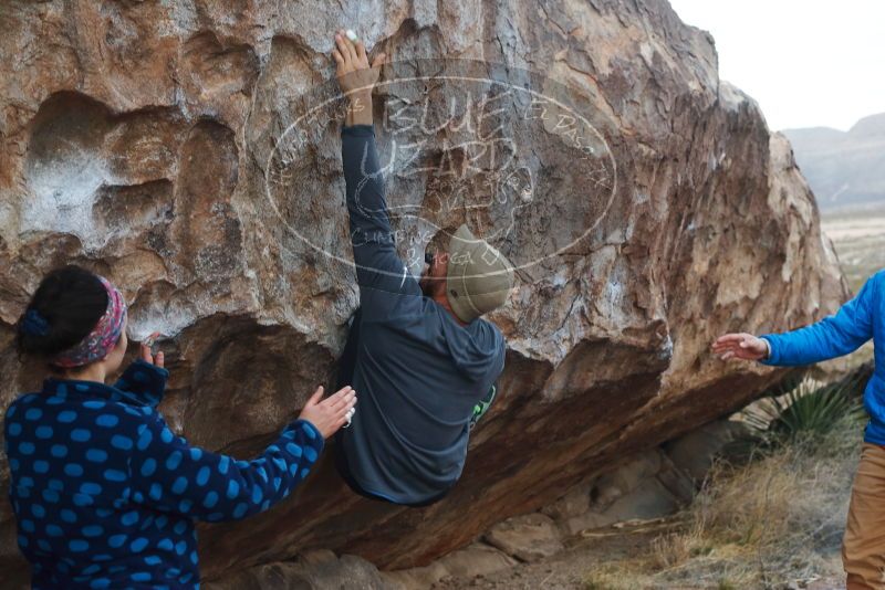 Bouldering in Hueco Tanks on 02/09/2019 with Blue Lizard Climbing and Yoga

Filename: SRM_20190209_1809530.jpg
Aperture: f/5.0
Shutter Speed: 1/160
Body: Canon EOS-1D Mark II
Lens: Canon EF 50mm f/1.8 II