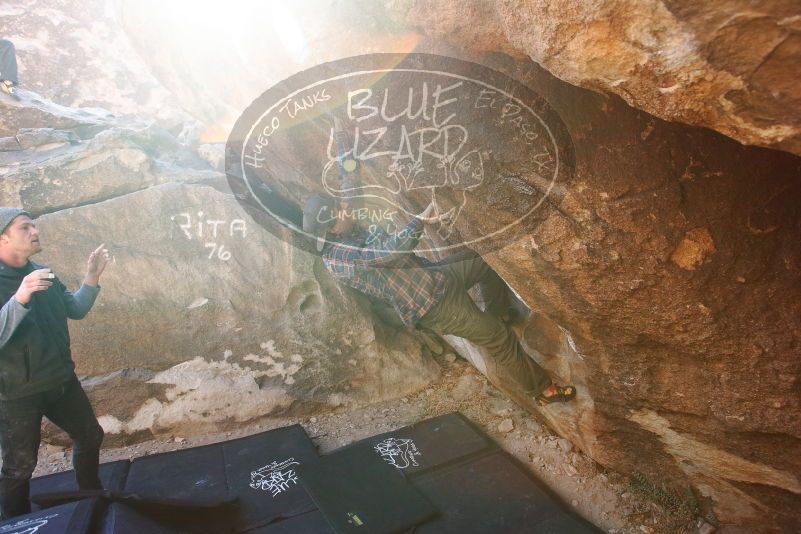 Bouldering in Hueco Tanks on 02/17/2019 with Blue Lizard Climbing and Yoga
Filename: SRM_20190217_1109060.jpg
Aperture: f/4.5
Shutter Speed: 1/320
Body: Canon EOS-1D Mark II
Lens: Canon EF 16-35mm f/2.8 L