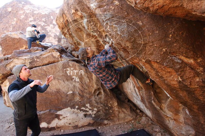 Bouldering in Hueco Tanks on 02/17/2019 with Blue Lizard Climbing and Yoga
Filename: SRM_20190217_1109110.jpg
Aperture: f/4.5
Shutter Speed: 1/250
Body: Canon EOS-1D Mark II
Lens: Canon EF 16-35mm f/2.8 L
