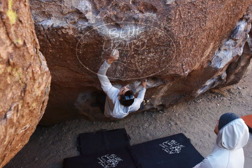 Bouldering in Hueco Tanks on 02/17/2019 with Blue Lizard Climbing and Yoga
Filename: SRM_20190217_1114340.jpg
Aperture: f/4.5
Shutter Speed: 1/500
Body: Canon EOS-1D Mark II
Lens: Canon EF 16-35mm f/2.8 L