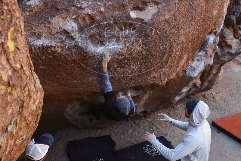 Bouldering in Hueco Tanks on 02/17/2019 with Blue Lizard Climbing and Yoga
Filename: SRM_20190217_1120230.jpg
Aperture: f/4.5
Shutter Speed: 1/500
Body: Canon EOS-1D Mark II
Lens: Canon EF 16-35mm f/2.8 L