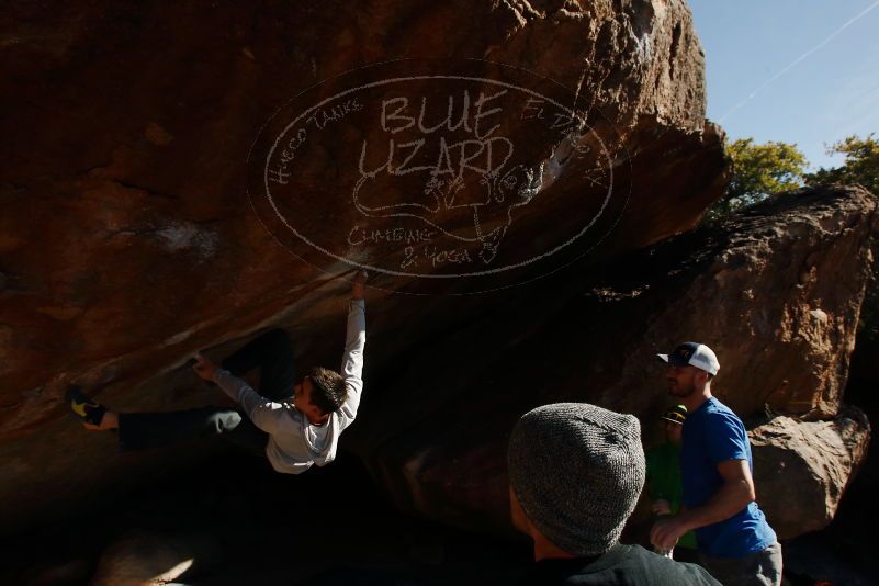 Bouldering in Hueco Tanks on 02/17/2019 with Blue Lizard Climbing and Yoga
Filename: SRM_20190217_1622500.jpg
Aperture: f/8.0
Shutter Speed: 1/250
Body: Canon EOS-1D Mark II
Lens: Canon EF 16-35mm f/2.8 L