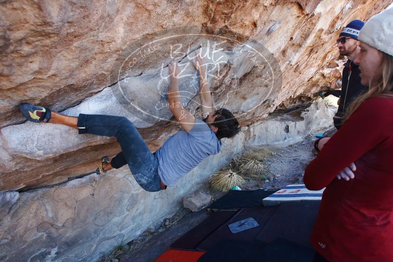 Bouldering in Hueco Tanks on 02/22/2019 with Blue Lizard Climbing and Yoga
Filename: SRM_20190222_1129130.jpg
Aperture: f/5.6
Shutter Speed: 1/250
Body: Canon EOS-1D Mark II
Lens: Canon EF 16-35mm f/2.8 L