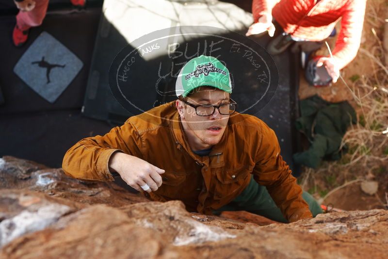 Bouldering in Hueco Tanks on 02/24/2019 with Blue Lizard Climbing and Yoga

Filename: SRM_20190224_1112080.jpg
Aperture: f/4.0
Shutter Speed: 1/320
Body: Canon EOS-1D Mark II
Lens: Canon EF 50mm f/1.8 II
