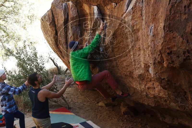 Bouldering in Hueco Tanks on 02/24/2019 with Blue Lizard Climbing and Yoga

Filename: SRM_20190224_1530110.jpg
Aperture: f/4.0
Shutter Speed: 1/800
Body: Canon EOS-1D Mark II
Lens: Canon EF 50mm f/1.8 II