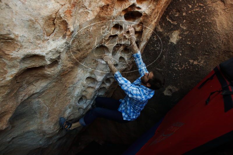 Bouldering in Hueco Tanks on 03/01/2019 with Blue Lizard Climbing and Yoga
Filename: SRM_20190301_1108270.jpg
Aperture: f/5.0
Shutter Speed: 1/320
Body: Canon EOS-1D Mark II
Lens: Canon EF 16-35mm f/2.8 L