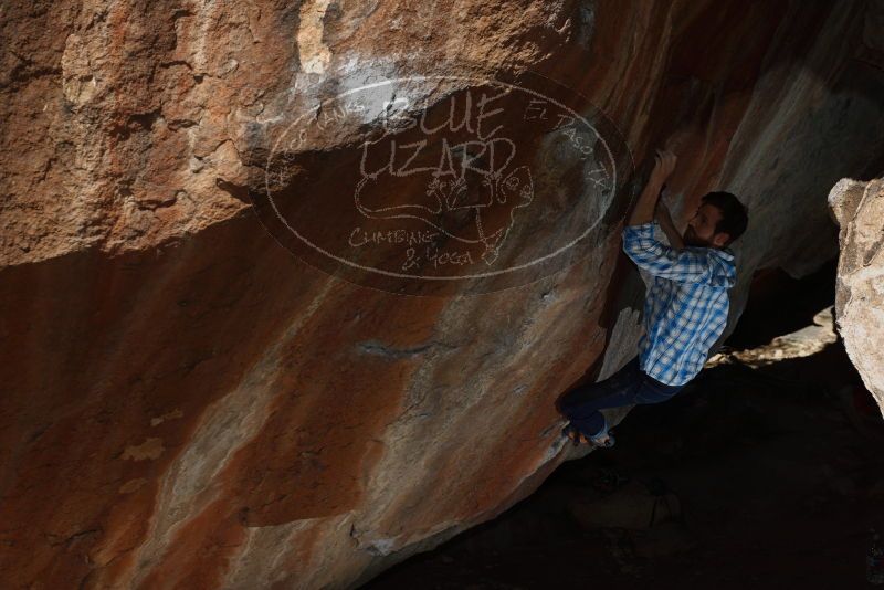 Bouldering in Hueco Tanks on 03/01/2019 with Blue Lizard Climbing and Yoga
Filename: SRM_20190301_1204180.jpg
Aperture: f/5.0
Shutter Speed: 1/250
Body: Canon EOS-1D Mark II
Lens: Canon EF 50mm f/1.8 II