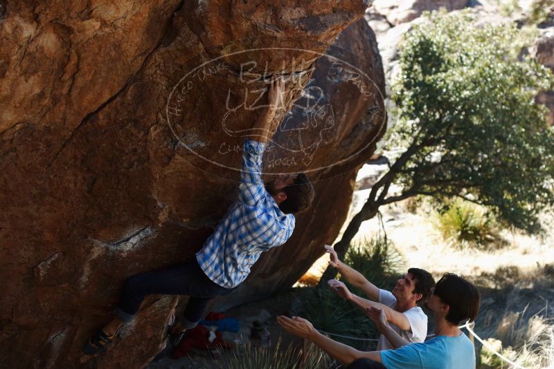 Bouldering in Hueco Tanks on 03/01/2019 with Blue Lizard Climbing and Yoga
Filename: SRM_20190301_1344390.jpg
Aperture: f/3.5
Shutter Speed: 1/400
Body: Canon EOS-1D Mark II
Lens: Canon EF 50mm f/1.8 II