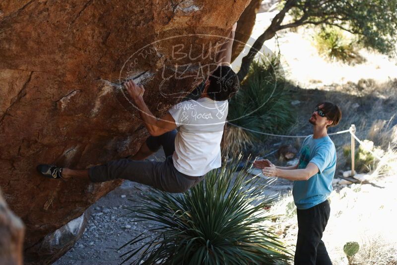 Bouldering in Hueco Tanks on 03/01/2019 with Blue Lizard Climbing and Yoga
Filename: SRM_20190301_1349590.jpg
Aperture: f/3.5
Shutter Speed: 1/200
Body: Canon EOS-1D Mark II
Lens: Canon EF 50mm f/1.8 II