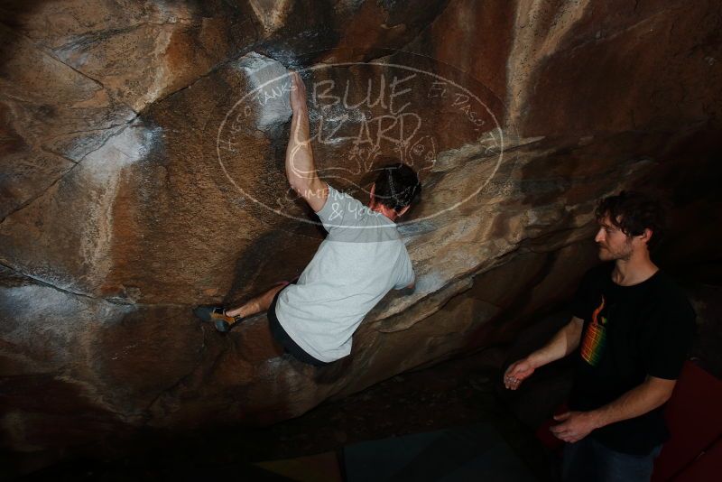Bouldering in Hueco Tanks on 03/02/2019 with Blue Lizard Climbing and Yoga
Filename: SRM_20190302_1222370.jpg
Aperture: f/8.0
Shutter Speed: 1/250
Body: Canon EOS-1D Mark II
Lens: Canon EF 16-35mm f/2.8 L
