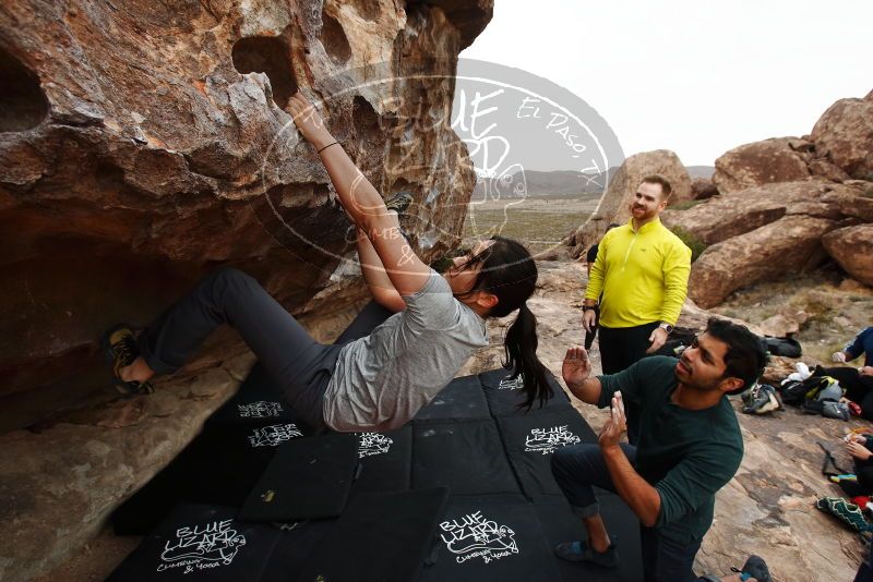 Bouldering in Hueco Tanks on 03/08/2019 with Blue Lizard Climbing and Yoga
Filename: SRM_20190308_1322440.jpg
Aperture: f/5.6
Shutter Speed: 1/500
Body: Canon EOS-1D Mark II
Lens: Canon EF 16-35mm f/2.8 L