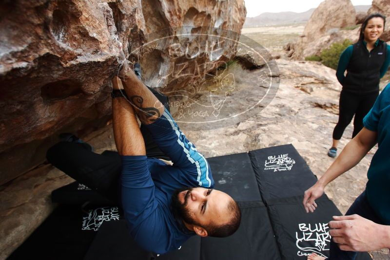 Bouldering in Hueco Tanks on 03/08/2019 with Blue Lizard Climbing and Yoga
Filename: SRM_20190308_1330210.jpg
Aperture: f/5.6
Shutter Speed: 1/400
Body: Canon EOS-1D Mark II
Lens: Canon EF 16-35mm f/2.8 L