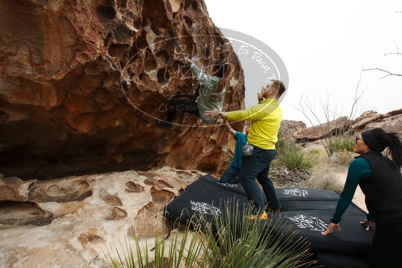 Bouldering in Hueco Tanks on 03/08/2019 with Blue Lizard Climbing and Yoga
Filename: SRM_20190308_1418260.jpg
Aperture: f/5.6
Shutter Speed: 1/500
Body: Canon EOS-1D Mark II
Lens: Canon EF 16-35mm f/2.8 L