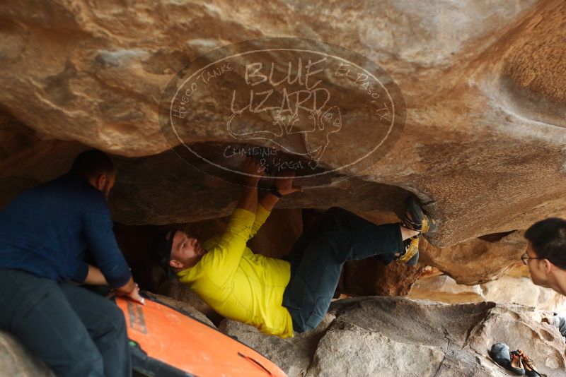 Bouldering in Hueco Tanks on 03/09/2019 with Blue Lizard Climbing and Yoga
Filename: SRM_20190309_1617410.jpg
Aperture: f/2.8
Shutter Speed: 1/500
Body: Canon EOS-1D Mark II
Lens: Canon EF 50mm f/1.8 II